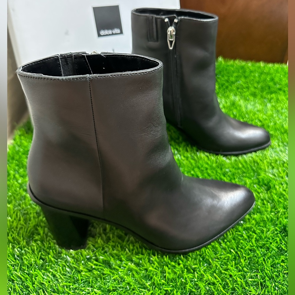 Dolce Vita Womens Timone High Heel Booties 8.5 Onyx Leather